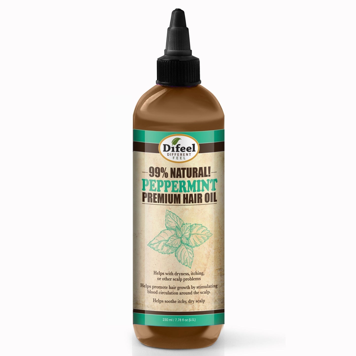 Huile capillaire naturelle DIFEEL Premium - Huile de menthe poivrée 236 ml.