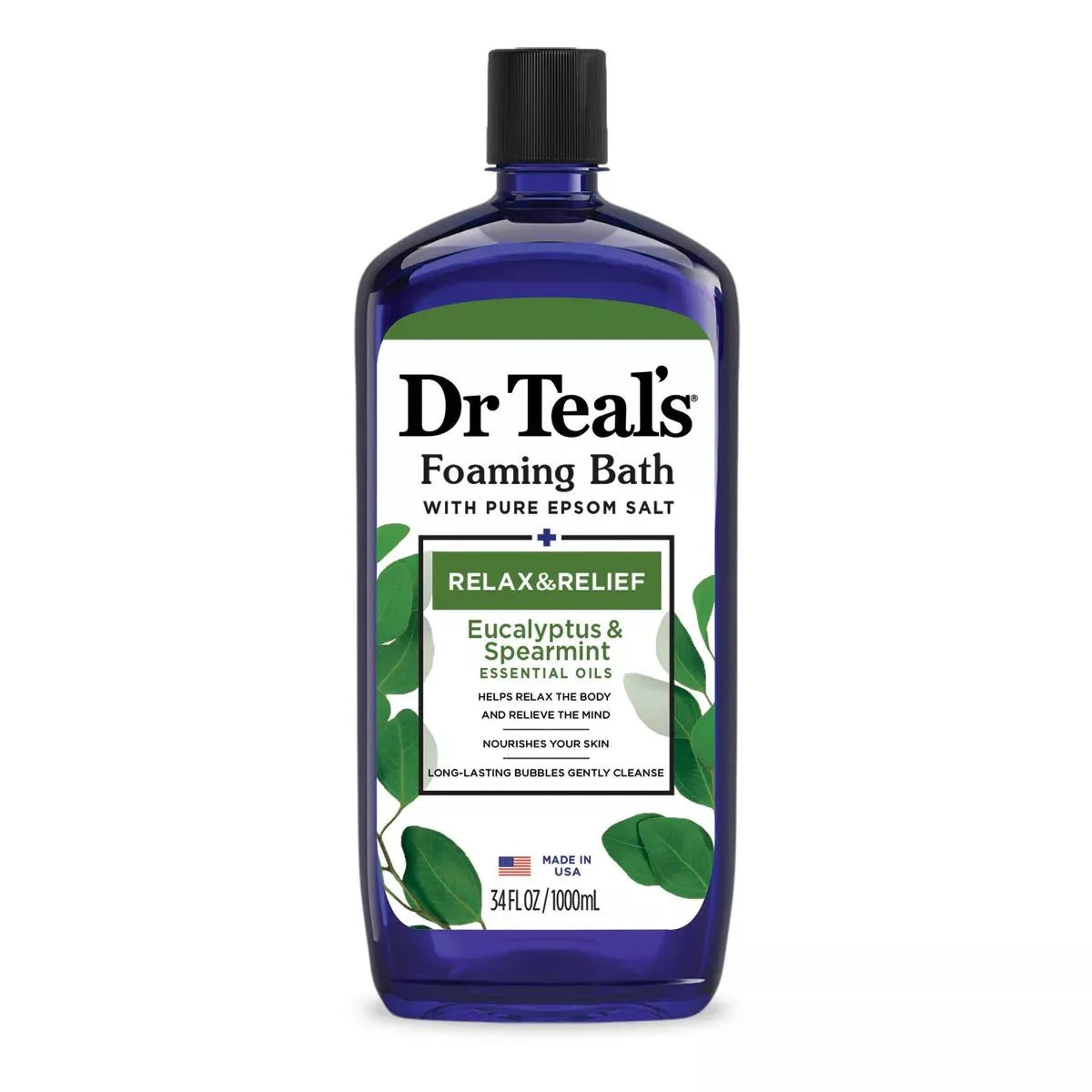 BAIN MOUSSANT DR. TEAL'S AVEC SEL D'EPSOM PUR DÉTENTE ET SOULAGEMENT – EUCALYPTUS ET MENTHE VERTE 964g