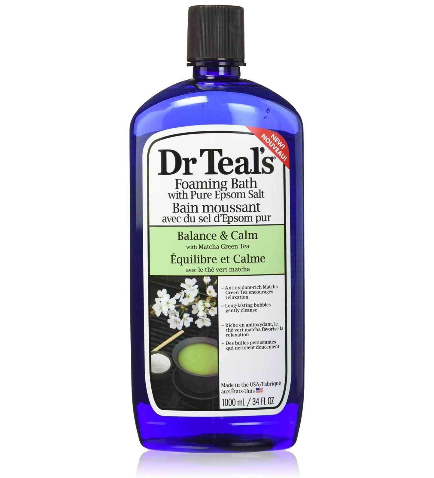BAIN MOUSSANT DR TEAL'S AVEC SEL D'EPSOM PUR ÉQUILIBRE & CALME - THÉ VERT MATCHA 964G