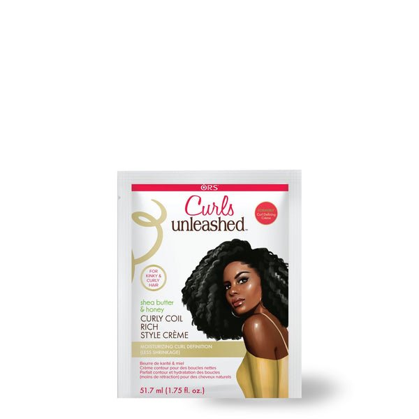 ORS CURLS UNLEASHED SHEA BUTTER & HONEY CRÈME COIFFANTE CHEVEUX BOUCLÉS ET FRISÉS PCKT 1.75OZ
