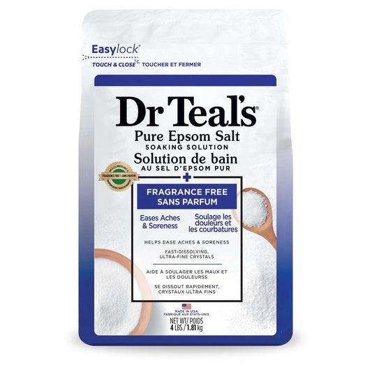 DR TEAL'S SOLUTION DE TREMPAGE DE SEL D'EPSOM PUR SANS PARFUM 4 LBS
