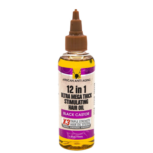 AFRICAN ANTI AGING 12-IN-1 ULTRA MEGA THICK STIMULATING HAIR OIL - BLACK CASTOR 3.38OZ