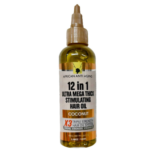 AFRICAN ANTI AGING 12-IN-1 ULTRA MEGA THICK STIMULATING HAIR OIL - COCONUT 3.38OZ