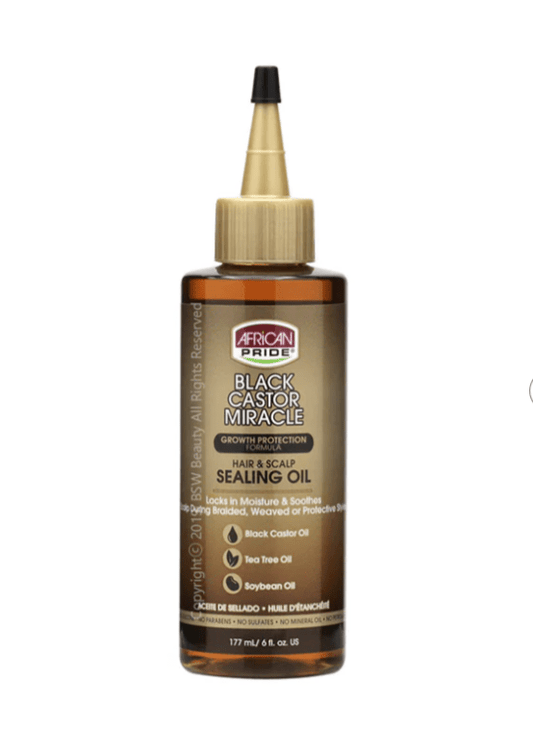 AFRICAN PRIDE BLACK CASTOR MIRACLE HAIR & SCALP SEALING OIL 6OZ