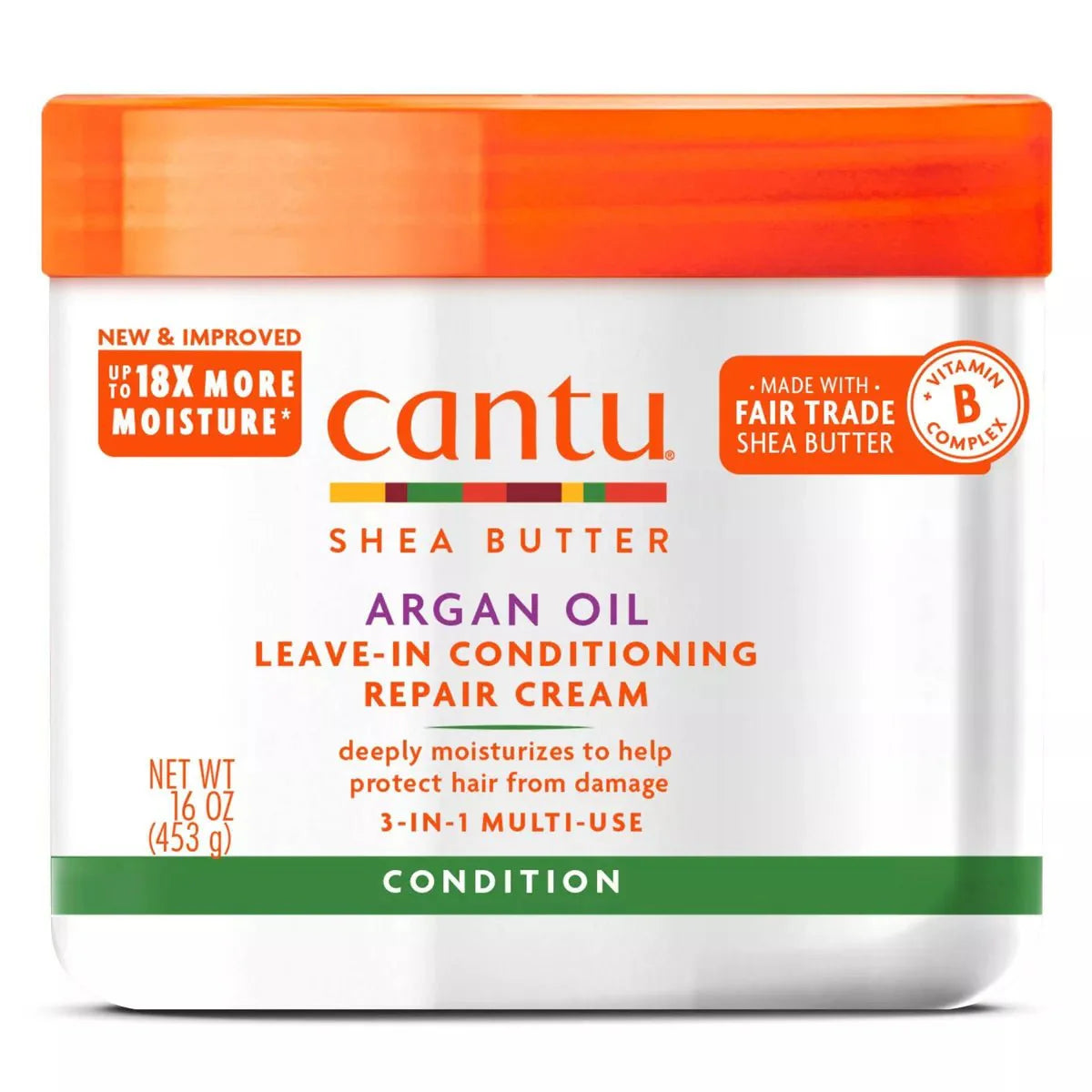 CANTU CRÈME RÉPARATRICE SANS RINCAGE HUILE D'ARGAN 16OZ