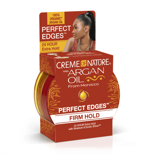 CREME OF NATURE HUILE D'ARGAN GEL COIFFANT POUR BORDS ET FINITIONS BRUN FONCÉ 64G