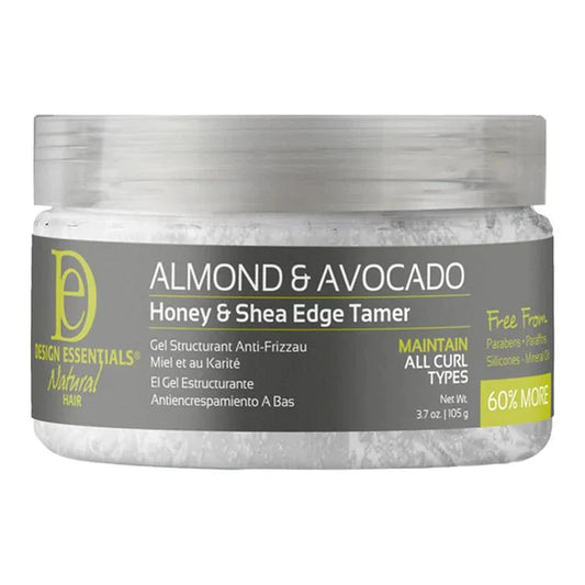 DESIGN ESSENTIALS ALMOND & AVOCADO SOIN LISSANT CONTOUR DE CHEVEUX MIEL & KARITÉ 3.7OZ