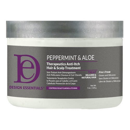 DESIGN ESSENTIALS Traitement Anti-Démangeaisons Cheveux et Cuir Chevelu Menthe Poivrée et Aloès Therapeutics 147ml