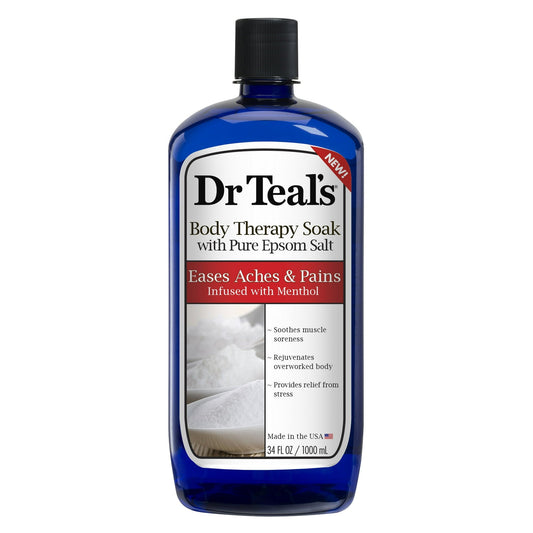 DR TEAL'S Thérapie Corporelle Sels d'Epsom Purs Soulage les Douleurs et Courbatures Infusé de Menthol 964 g