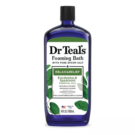 BAIN MOUSSANT DR. TEAL'S AVEC SEL D'EPSOM PUR DÉTENTE ET SOULAGEMENT – EUCALYPTUS ET MENTHE VERTE 964g
