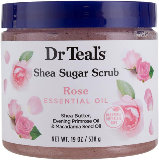 DR TEALS GOMMAGE AU SUCRE ET AU BEURRE DE KARITÉ À LA ROSE 19OZ