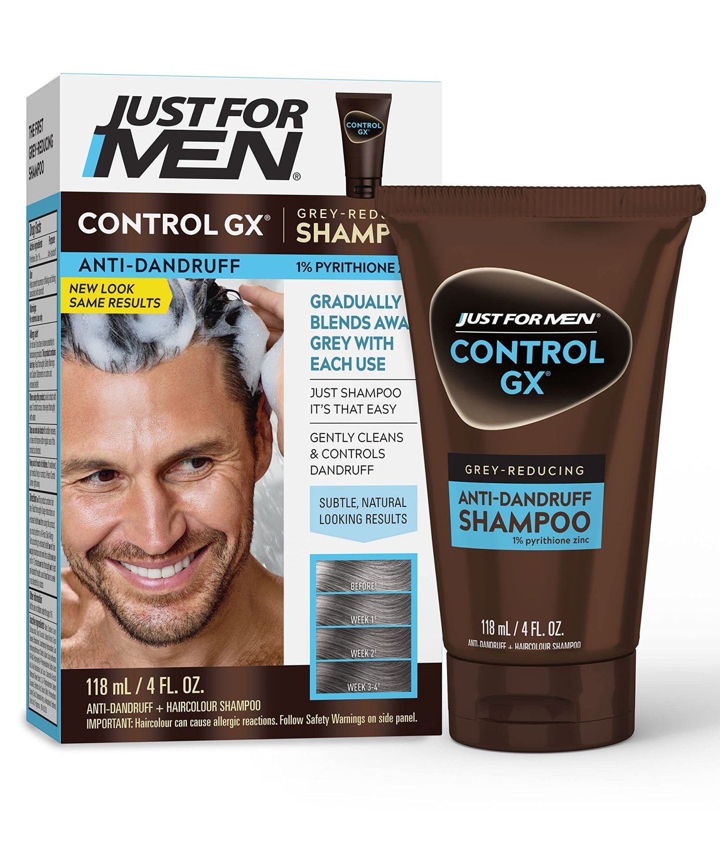 JUST FOR MEN CONTROLGX SHAMPOO ANTI-PELLICULAIRE RÉDUCTEUR DE CHEVEUX GRIS 4 OZ
