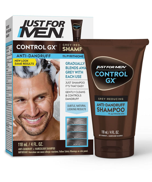 JUST FOR MEN CONTROLGX SHAMPOO ANTI-PELLICULAIRE RÉDUCTEUR DE CHEVEUX GRIS 4 OZ